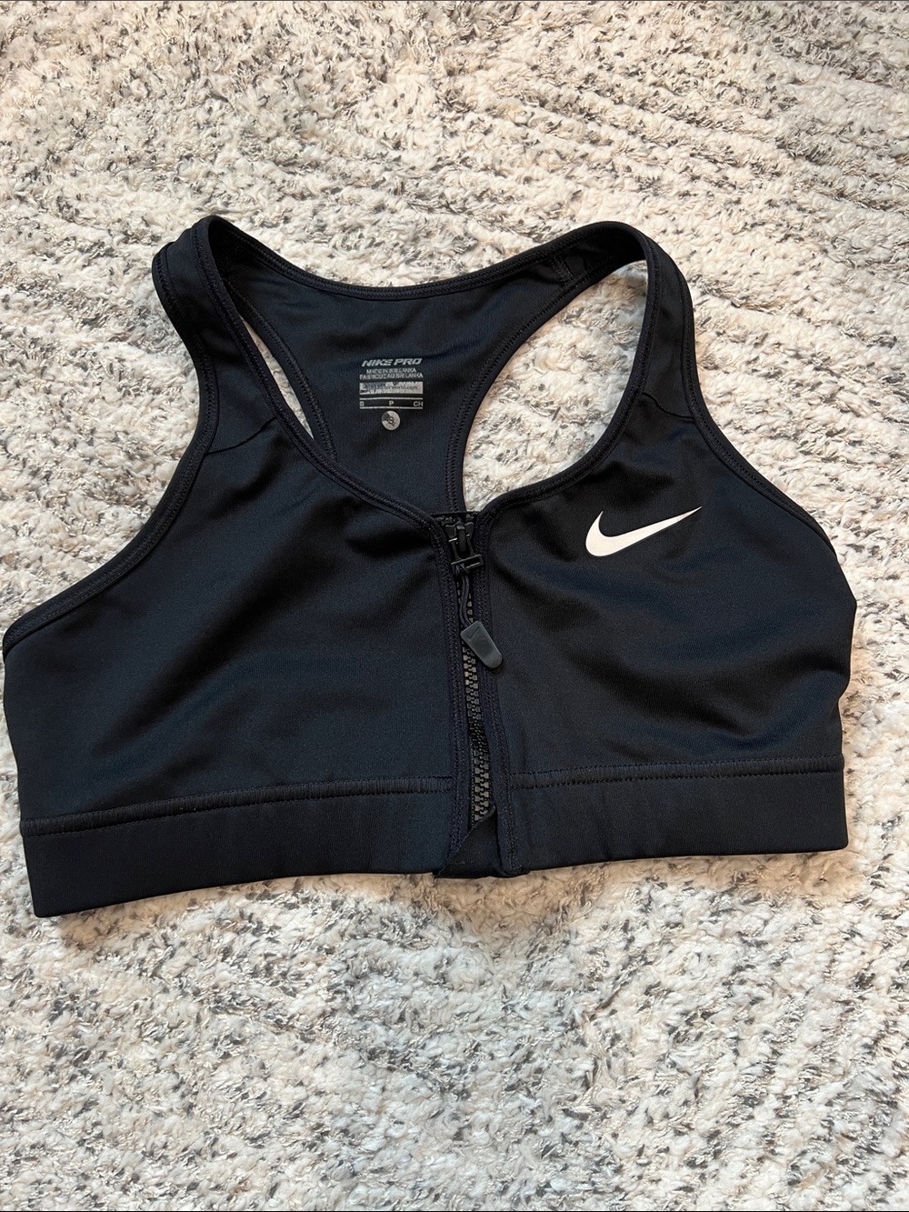 Nike Pro Dri-Fit Front-Zip Racerback Black Sports Bra